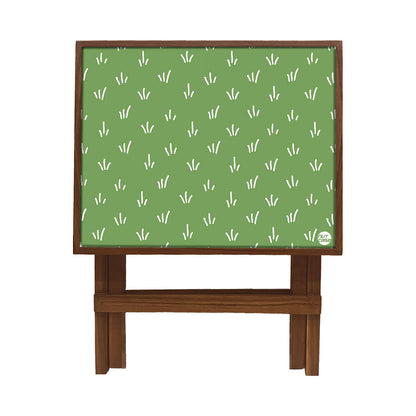 Nutcase Folding Square Side Table - Teak Wood -Green Pattern Nutcase