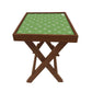 Nutcase Folding Square Side Table - Teak Wood -Green Pattern Nutcase