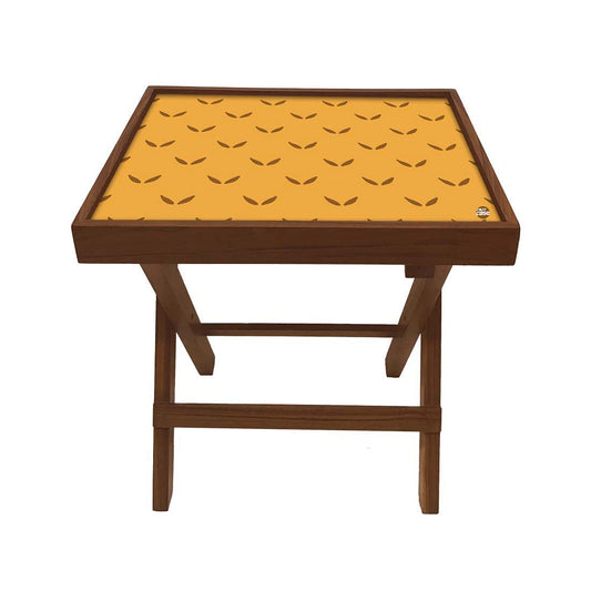 Nutcase Folding Wooden Side Table - Teak Wood -Mustard Nutcase