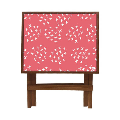 Folding Side Table Decor - Teak Wood -Cute Pink Nutcase