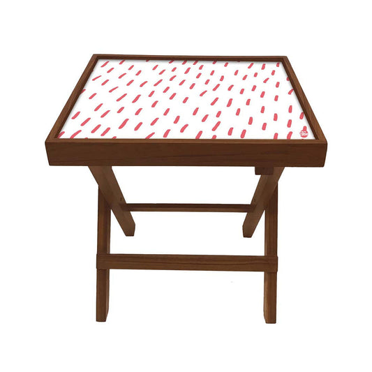 Folding Side Table - Teak Wood -Pink Rane Nutcase