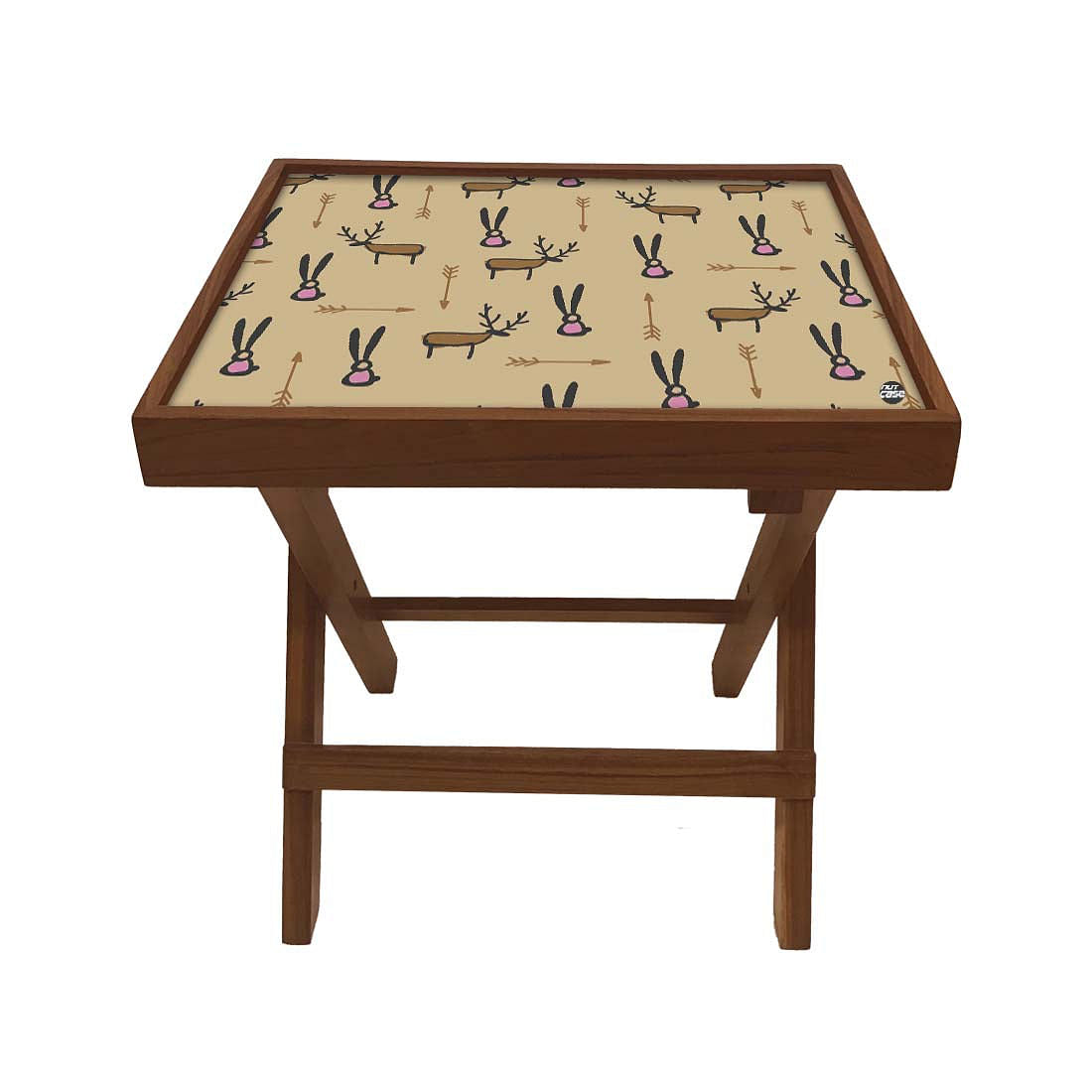 Folding Side Table in Bedroom - Teak Wood -Reindeer Nutcase