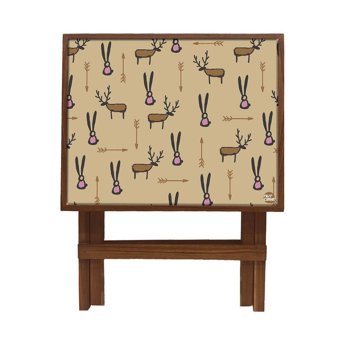 Folding Side Table in Bedroom - Teak Wood -Reindeer Nutcase