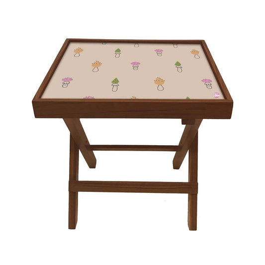 Folding Sofa Side Table - Teak Wood -Cute Light Nutcase