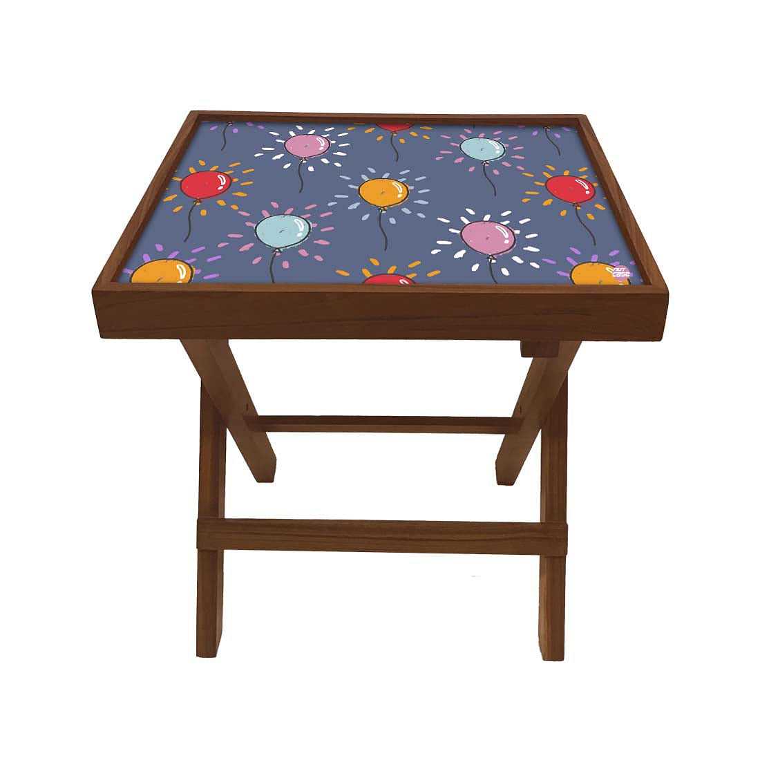 Folding Side Table for Living Room - Teak Wood -Cute Bullone Nutcase