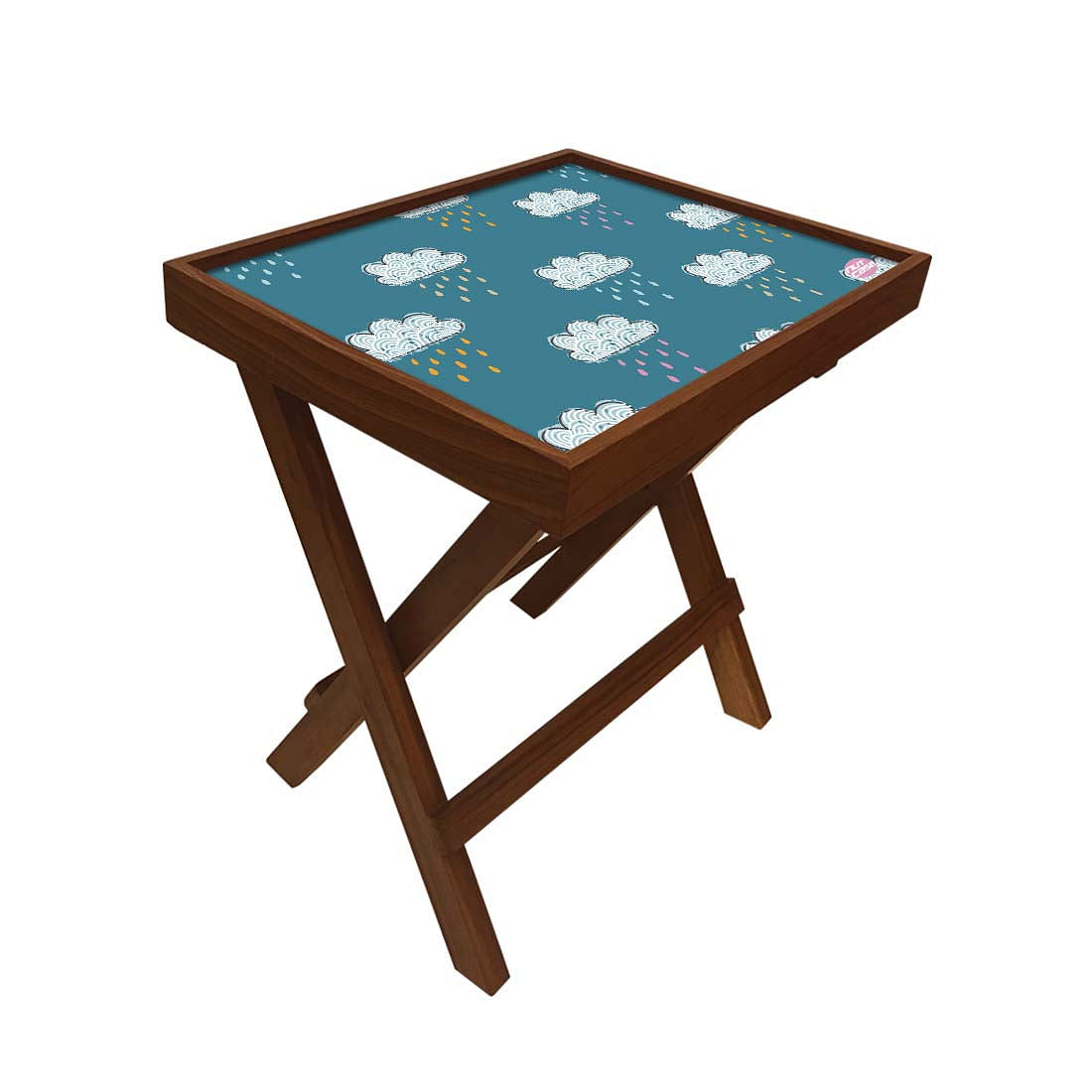 Folding Side Table for Bedroom - Teak Wood - Cloudbarry Nutcase