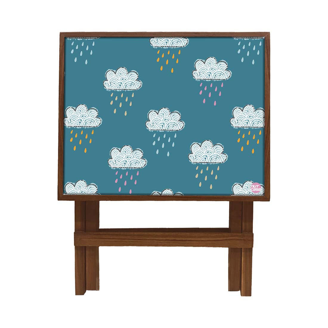 Folding Side Table for Bedroom - Teak Wood - Cloudbarry Nutcase