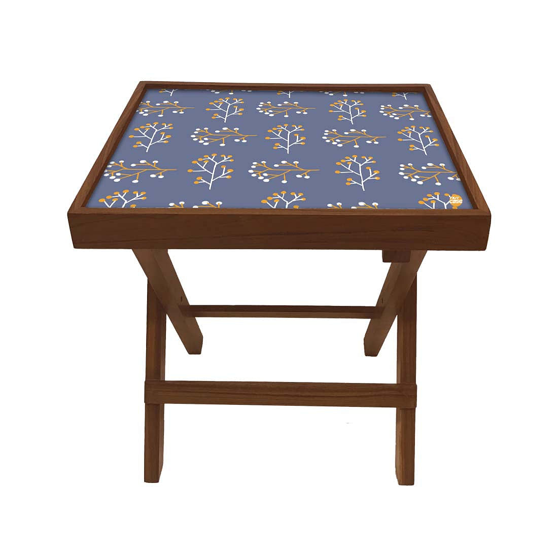 Folding Side Table - Teak Wood -Purple Nutcase
