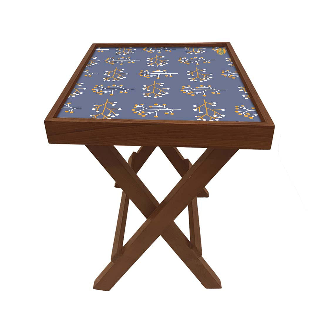 Folding Side Table - Teak Wood -Purple Nutcase