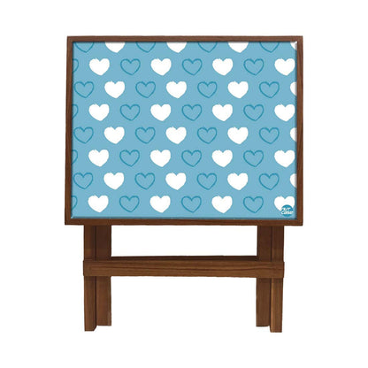 Folding Side Table - Teak Wood -Blue Heart Nutcase