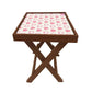 Folding Side Table - Teak Wood -Pink Heart Nutcase