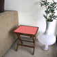 Folding Side Table - Teak Wood -Pink Circle Line