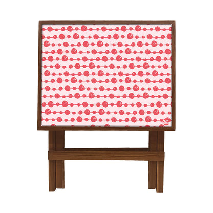 Folding Side Table - Teak Wood -Red Dots Nutcase