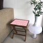 Folding Side Table - Teak Wood -Red Dots