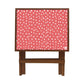 Folding Side Table - Teak Wood -Peach Dots Nutcase