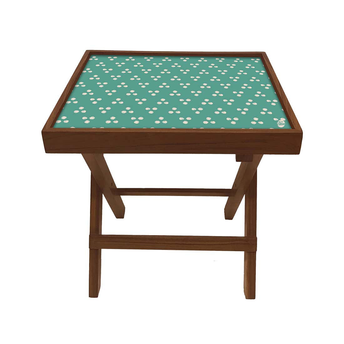 Folding Side Table - Teak Wood -Teal Triangle Nutcase