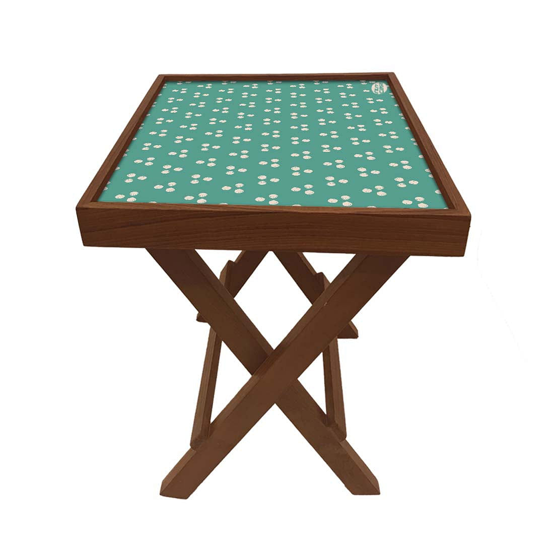 Folding Side Table - Teak Wood -Teal Triangle Nutcase