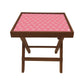 Folding Side Table - Teak Wood -Baby Pink Triangle Nutcase