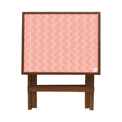 Folding Side Table - Teak Wood -Peach Patten Nutcase