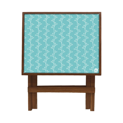 Folding Side Table - Teak Wood -Baby Blue Patters Nutcase