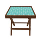 Folding Side Table - Teak Wood -Light Blue Arrow Nutcase