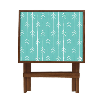 Folding Side Table - Teak Wood -Light Blue Arrow Nutcase