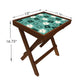 Folding Side Table - Teak Wood -Cute Flower Green Nutcase