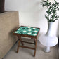 Folding Side Table - Teak Wood -Cute Flower Green