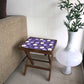 Folding Side Table - Teak Wood -Cute Flower Purple