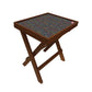 Folding Side Table - Teak Wood -Mutlicolor Arrow Nutcase