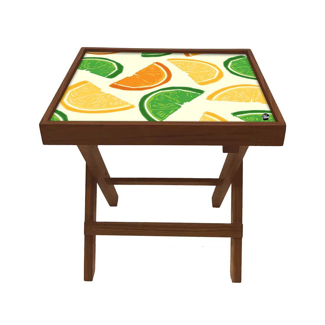 Folding Side Table - Teak Wood -Leamon Nutcase