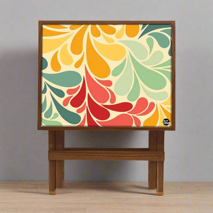 Folding Side Table - Teak Wood -Retro Flower Nutcase