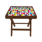 Folding Side Table - Teak Wood - Abtract Art Nutcase