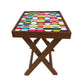 Folding Side Table - Teak Wood - Abtract Art Nutcase