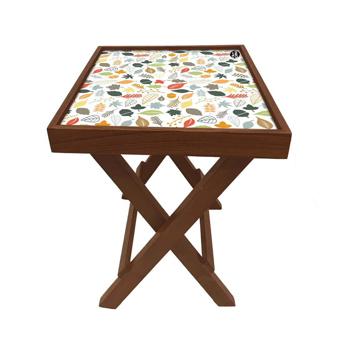 Folding Side Table - Teak Wood -Autumn Colors Nutcase