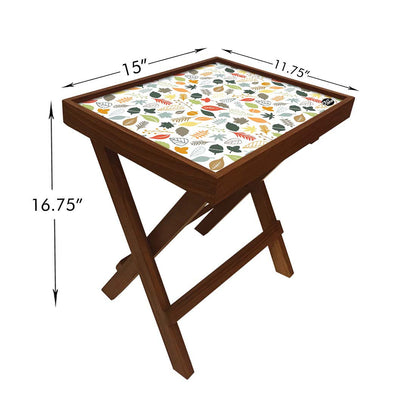 Folding Side Table - Teak Wood -Autumn Colors Nutcase