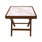 Folding Side Table - Teak Wood -Pink Marble Nutcase