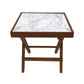 Folding Side Table - Teak Wood -White Marble Nutcase