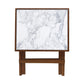 Folding Side Table - Teak Wood -White Marble Nutcase
