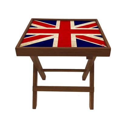 Folding Side Table - Teak Wood -British Flag Nutcase