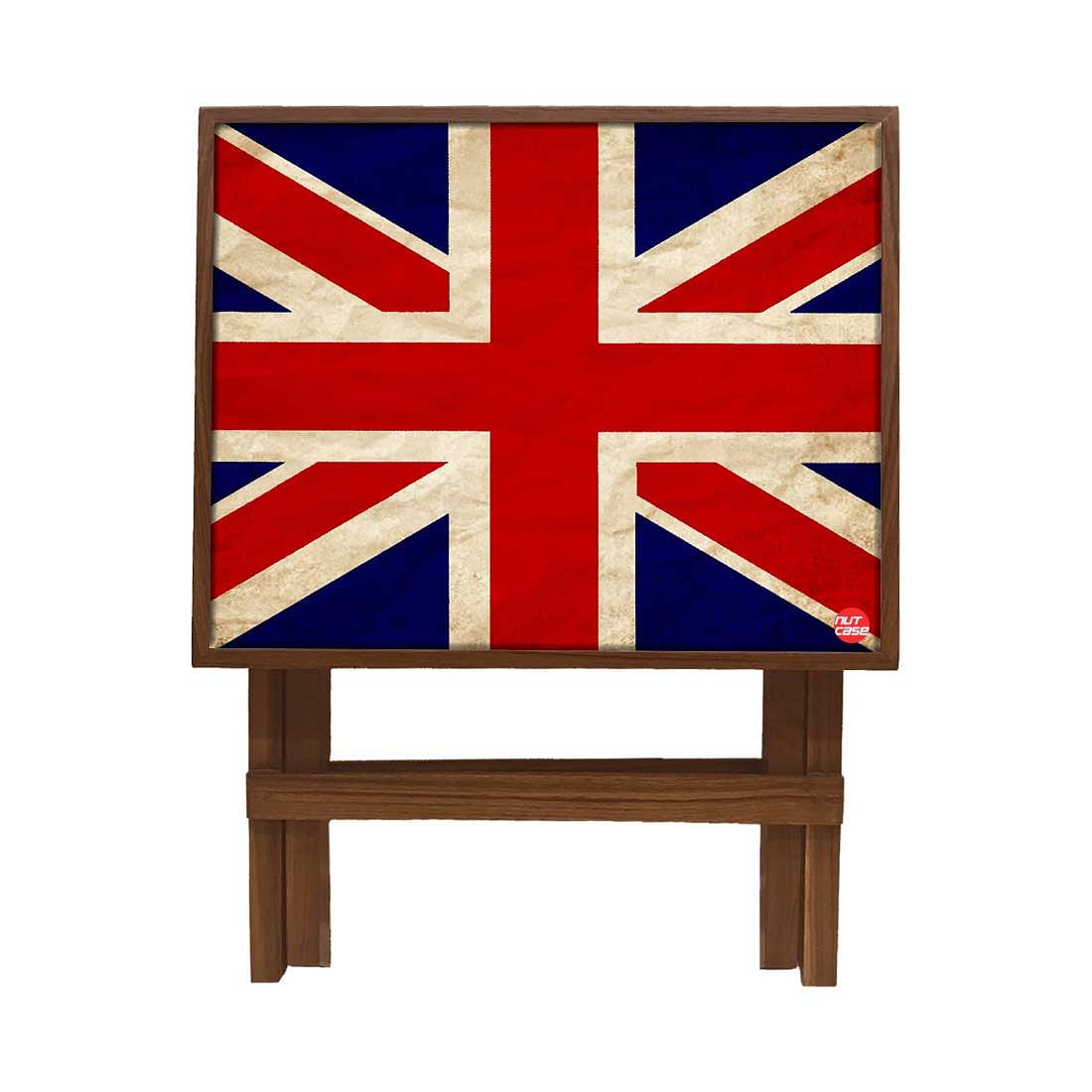 Folding Side Table - Teak Wood -British Flag Nutcase