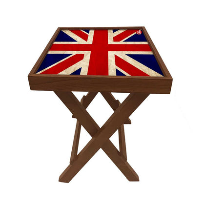 Folding Side Table - Teak Wood -British Flag Nutcase