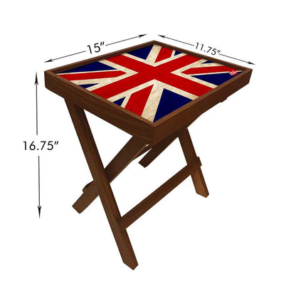 Folding Side Table - Teak Wood -British Flag Nutcase