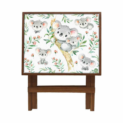 Nutcase Designer Teak Wood Side Table Folding Wooden Bedside Coffee Outdoor Picnic Table - Cute Koala Nutcase