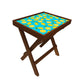 Folding Side Table - Teak Wood - Lime Lemon Pattern Nutcase