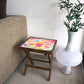 Folding Side Table - Teak Wood - Watercolor