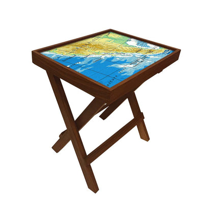 Folding Side Table - Teak Wood - Map Nutcase