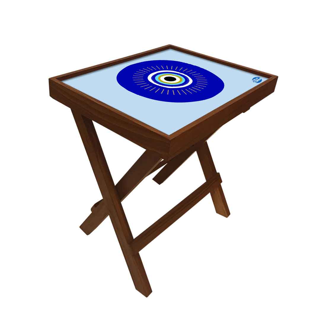Designer Folding Wooden Side Table for Bedroom Living Room - Evil Eye Protector Nutcase