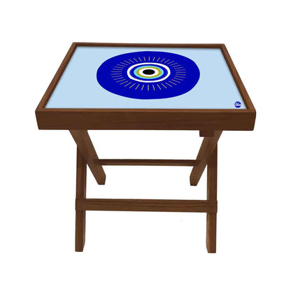 Designer Folding Wooden Side Table for Bedroom Living Room - Evil Eye Protector Nutcase