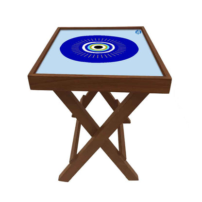 Designer Folding Wooden Side Table for Bedroom Living Room - Evil Eye Protector Nutcase